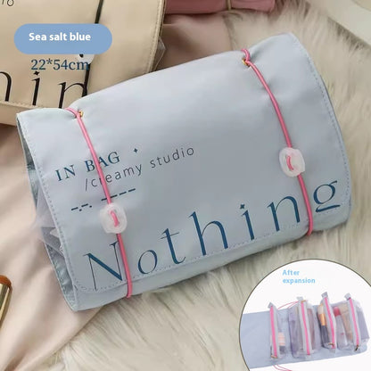 Portable Folding Travel Cosmetic Bag with Detachable Compartments