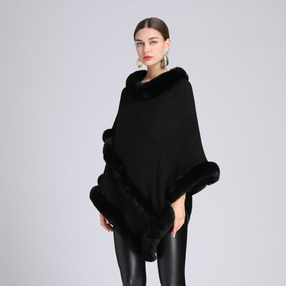 Imitation Rex Rabbit Fur Collar Cape And Shawl