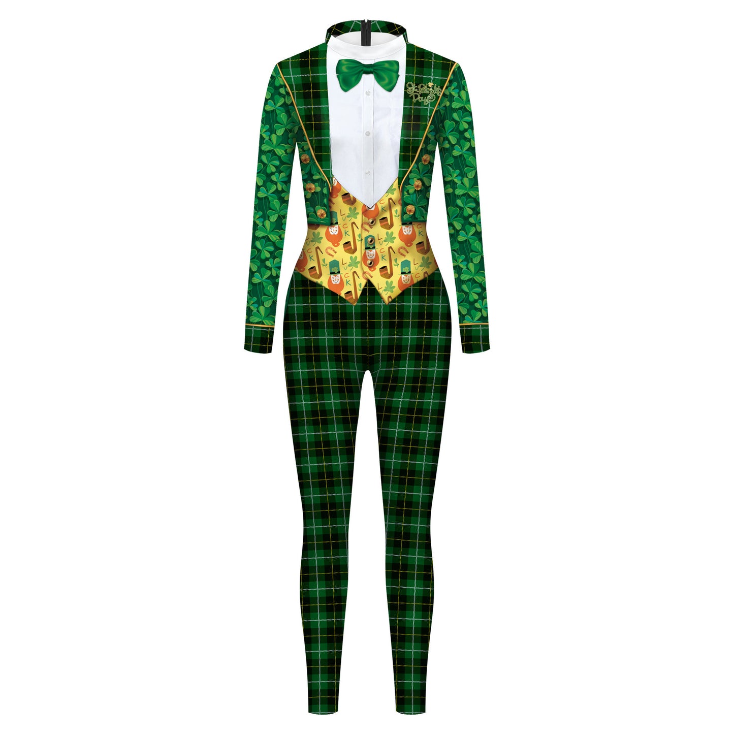 St. Patrick's Day Green Bow Digital Print Performance Dress