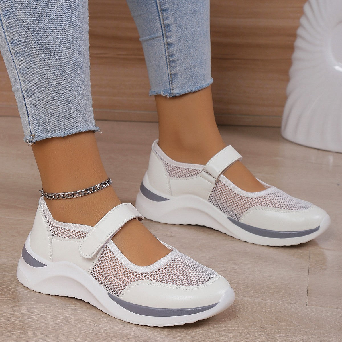 Breathable Mesh Casual Velcro Platform Shoes