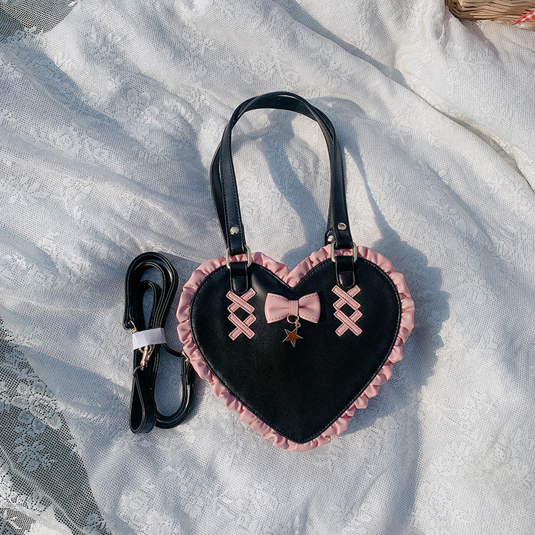 Cute Heart-Shaped Lace Crossbody Bag