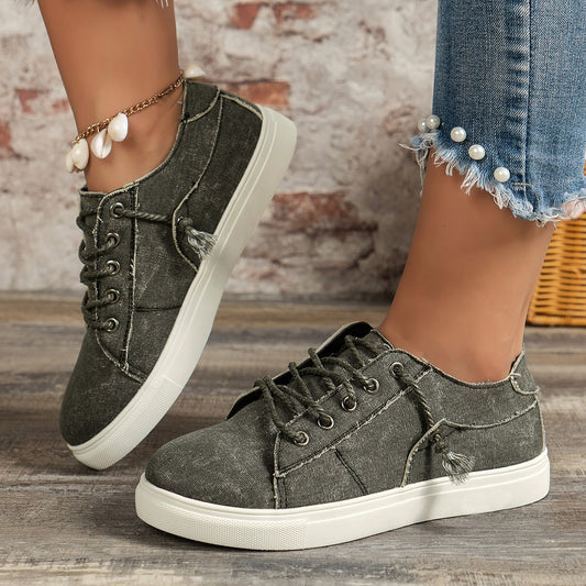 Denim Low-top Lace-up Sports Casual Shoes