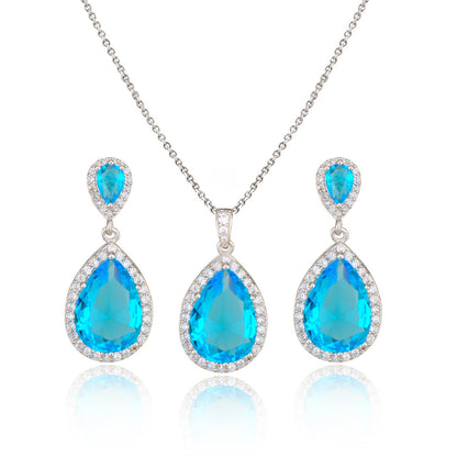 Graceful Zircon Water Drop Jewelry Set