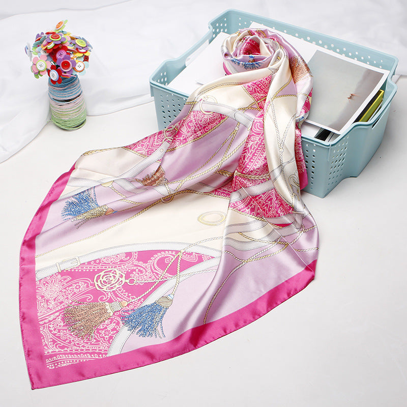 High-end Versatile Retro Printed Artificial Silk Scarf For Women