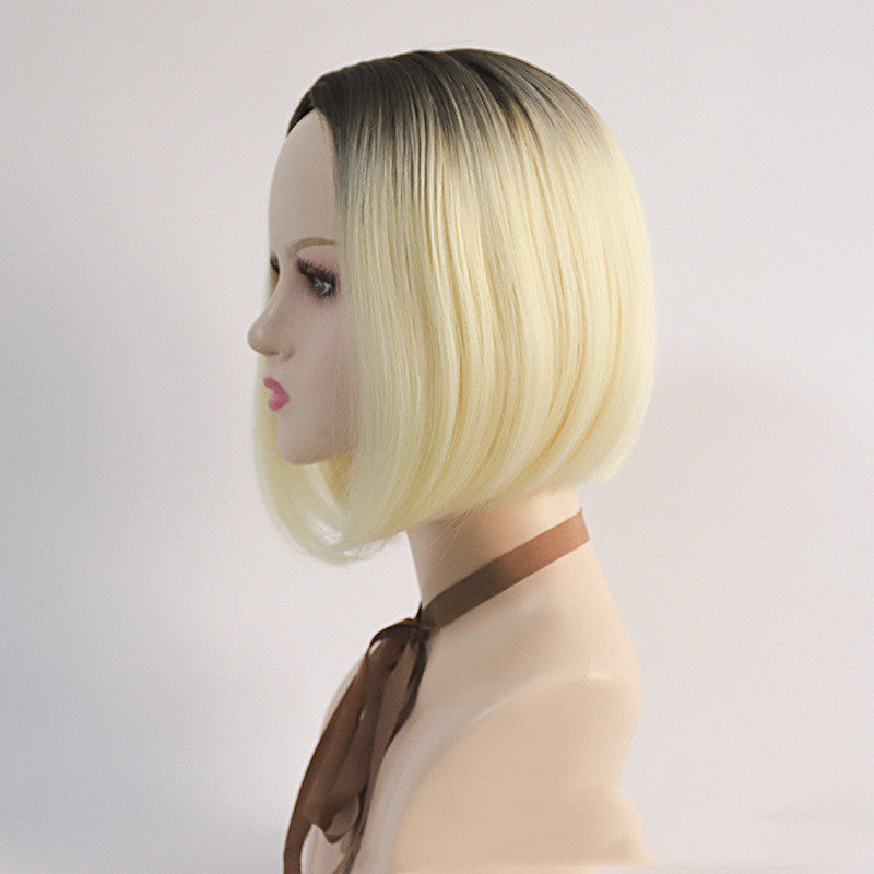 Medium Split Short Bob Gradient Wig for Women