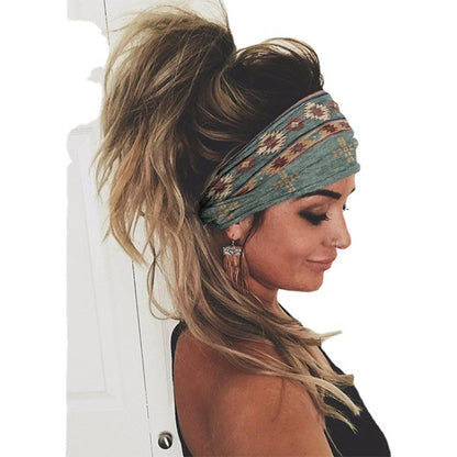 Printing Elastic Hair Band Colorful Geometric Wide-brimmed Sports Headband