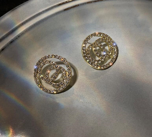 Round Full Diamond Earrings