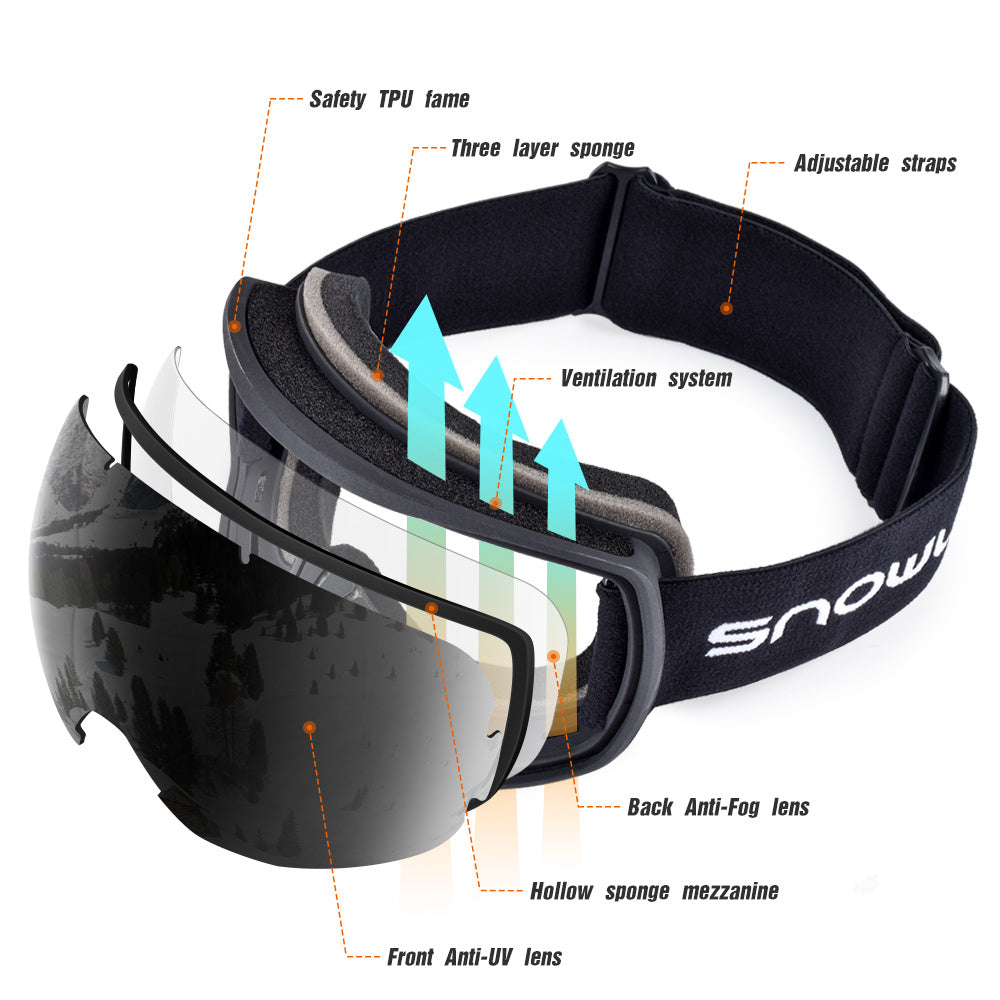 Anti-Fog Double-Layer Ski Goggles