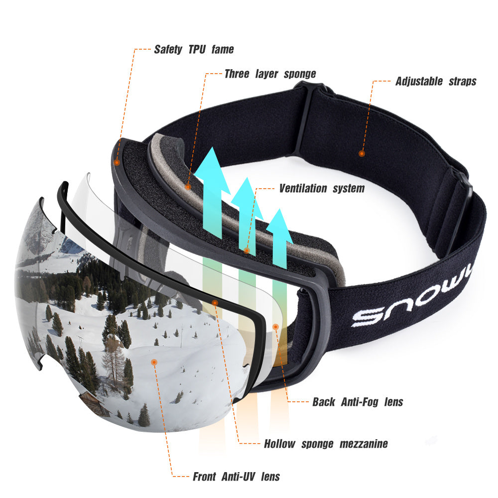 Anti-Fog Double-Layer Ski Goggles