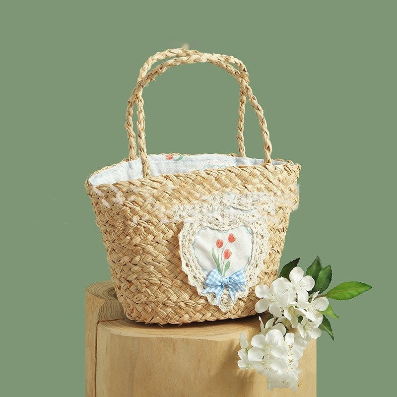 Hand-Woven Raffia Vegetable Basket