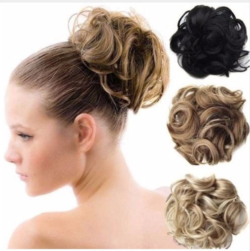 Fluffy Drawstring Curly Hair Bun Hair Set