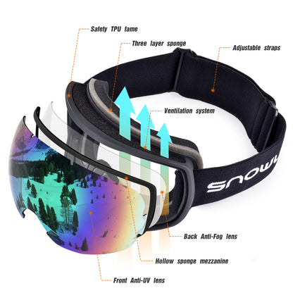 Anti-Fog Double-Layer Ski Goggles