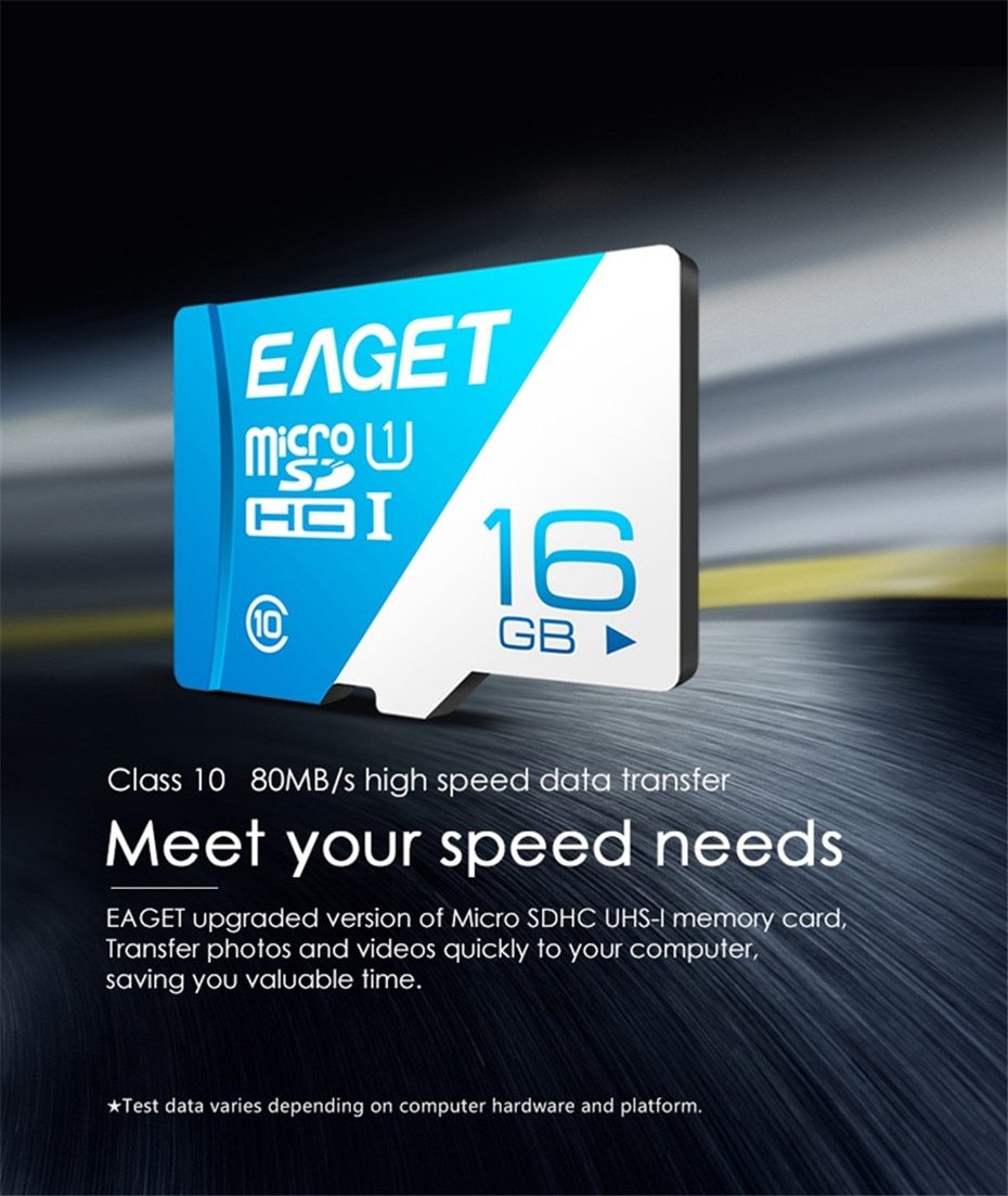 EAGET T1 Micro SD Card: 16GB-128GB Class 10