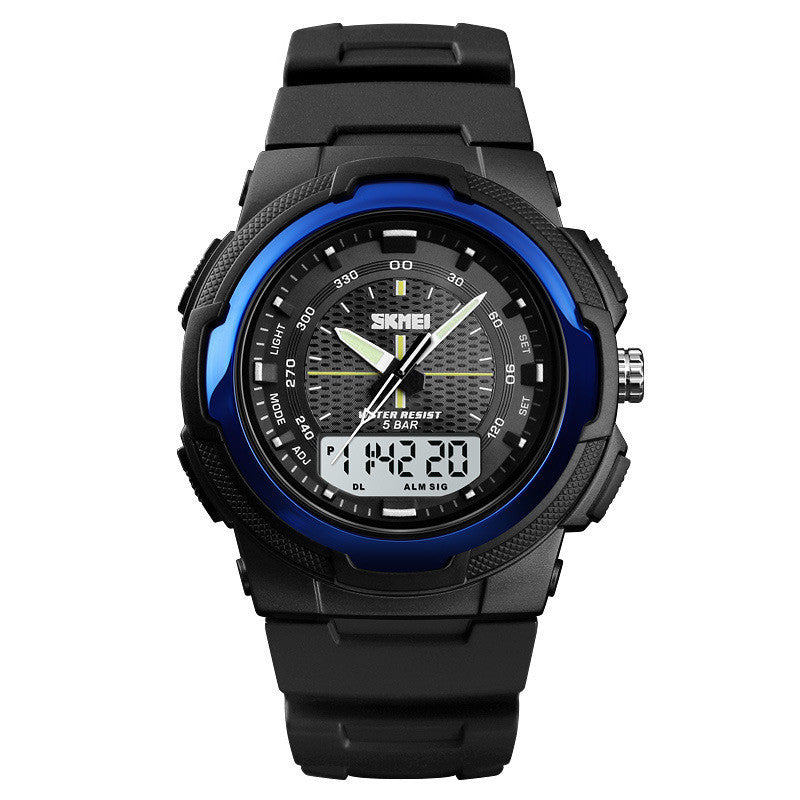 Men's Electronic Double Display Rubber Watch