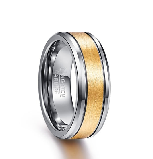 Men's 8mm Gold Tungsten Wedding Band