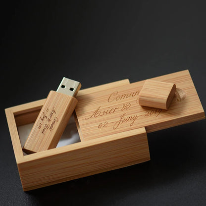 U Disk 32GB Wooden USB Flash Drive Free Lettering Creative Boys and Girls