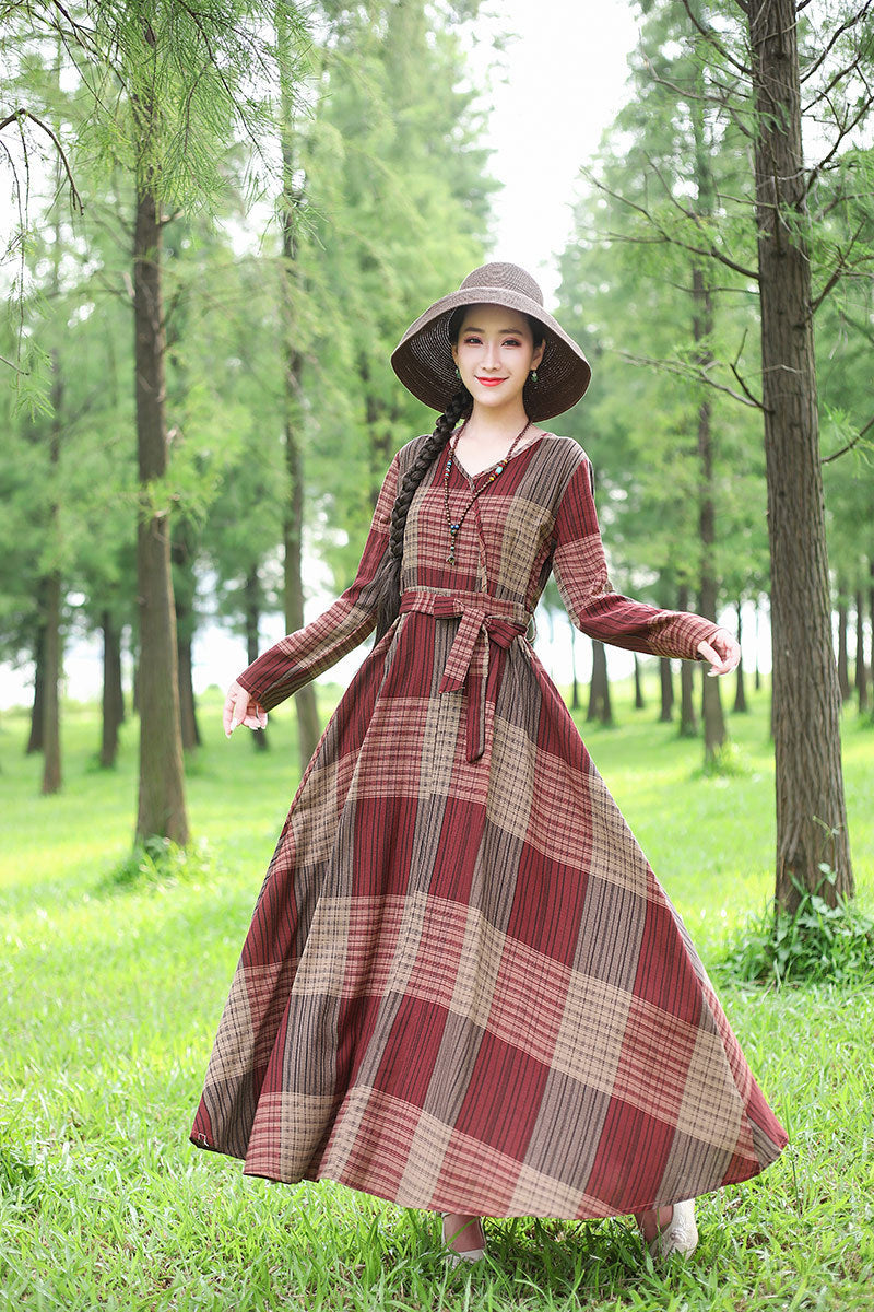 Fashion Plus size Cotton And Linen Mid-length Dress Loose And Thin Long Skirt