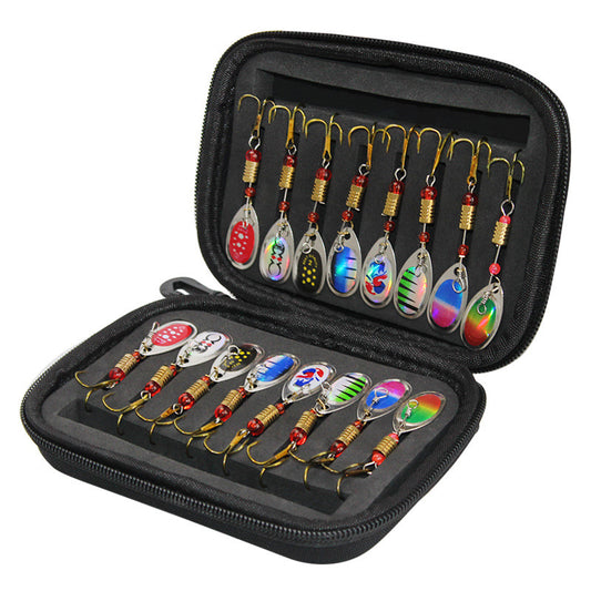 Rotating Sequin Fly Hook Set with Fishing Tackle Bag