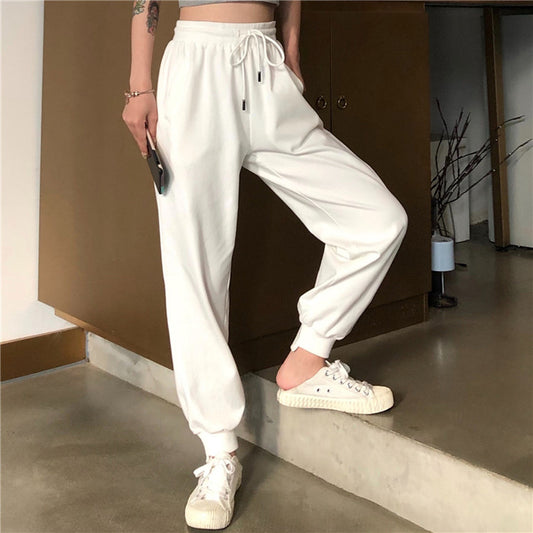 Women's High-Waist White Sports Pants