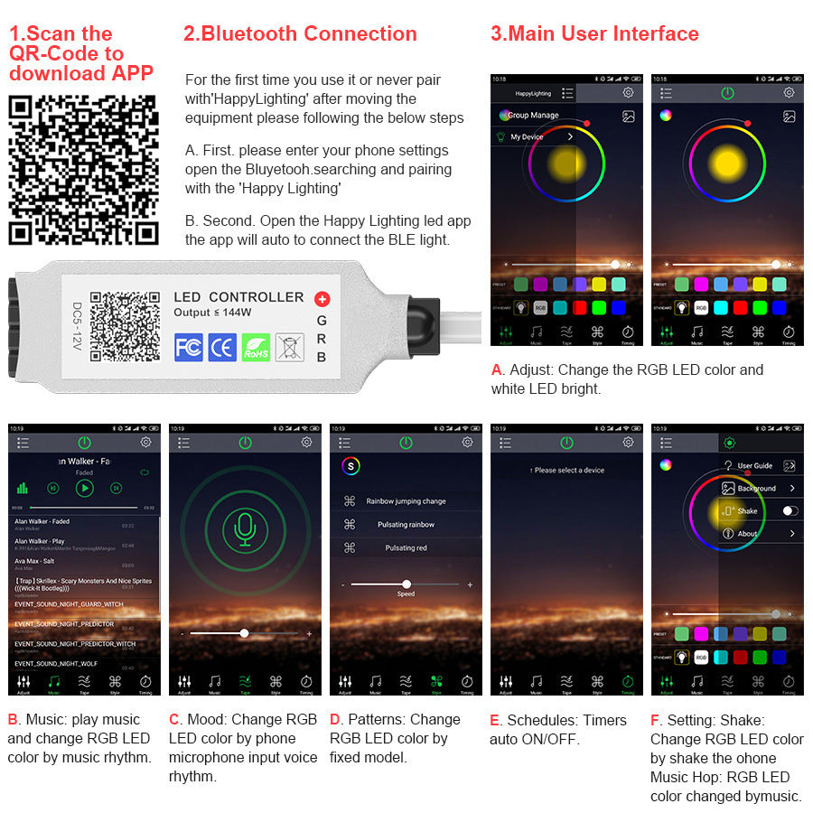 24-Key Mini Bluetooth Dc Head Rgb Controller