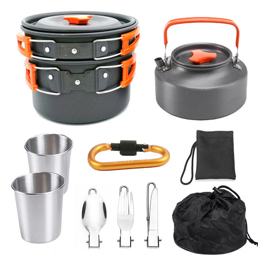 Outdoor Portable Cookware Mess Kit Camping Hiking Picnic