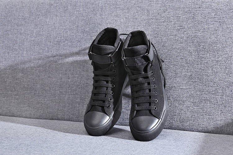 High-Top Canvas Shoes Korean Casual All-Match Flat-Heel Buckle