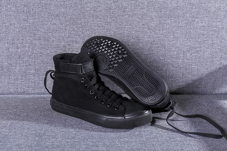 High-Top Canvas Shoes Korean Casual All-Match Flat-Heel Buckle