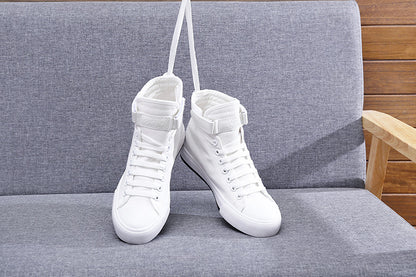 High-Top Canvas Shoes Korean Casual All-Match Flat-Heel Buckle