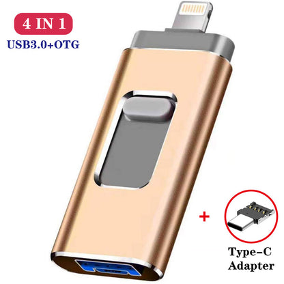 3-in-1 Small Push-pull Metal USB Flash Drive