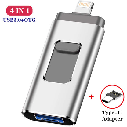 3-in-1 Small Push-pull Metal USB Flash Drive