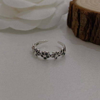 S925 Sterling Silver Flower Diamond Ring