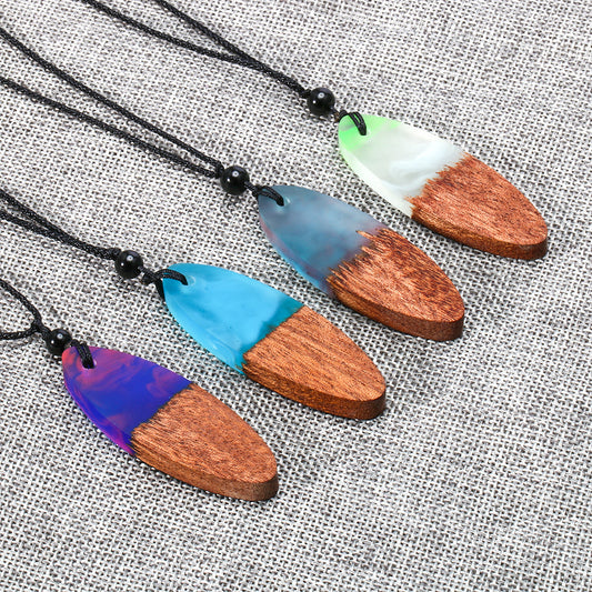 Resin & Wood Pendant Necklace