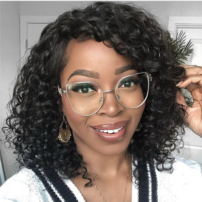 African Curly Lace Front Wig Medium Length