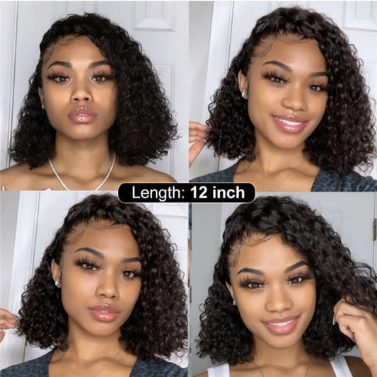 African Curly Lace Front Wig Medium Length