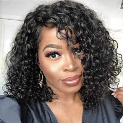 African Curly Lace Front Wig Medium Length