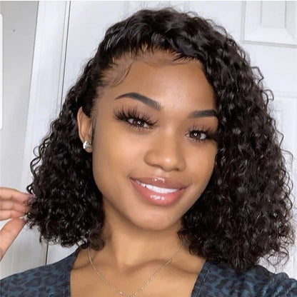 African Curly Lace Front Wig Medium Length