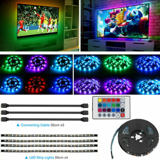 USB RGB LED Strip Light Kit (4x50cm) for TV and Computer Background