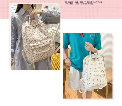 Korean Floral Student Backpack for Girls