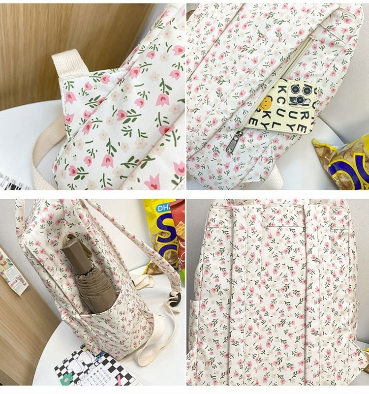 Korean Floral Student Backpack for Girls