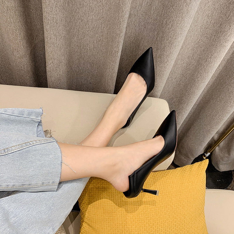 Soft Leather Nude Pointed Toe High Heels