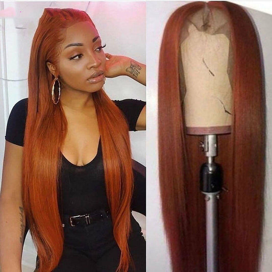 Dark Orange Straight Wig Headgear