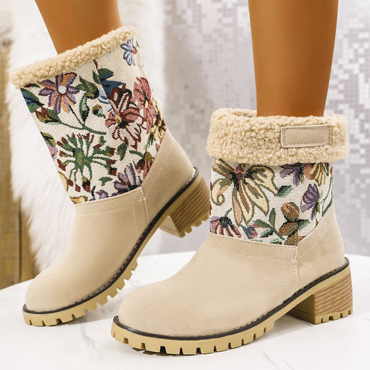 Embroidered Ethnic Snow Boots for Women