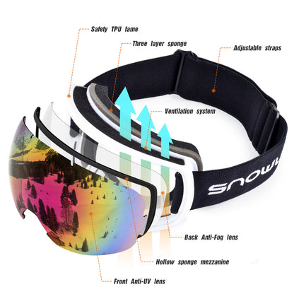 Anti-Fog Double-Layer Ski Goggles