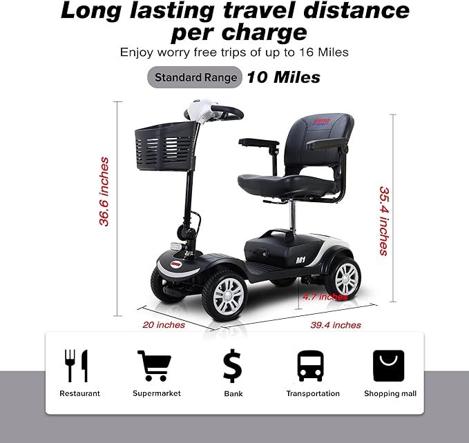 4-Wheel Electric Mobility Scooter for Seniors - Compact & Heavy Duty