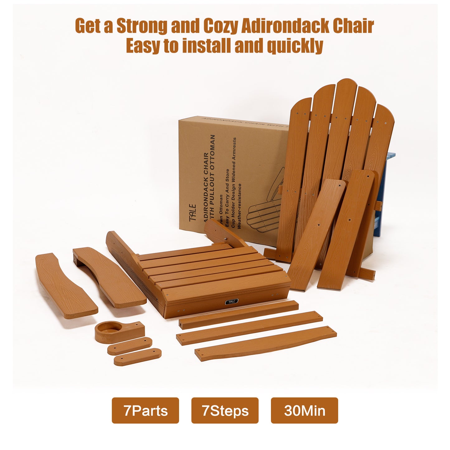 TALE Folding Adirondack Chair with Ottoman & Cup Holder