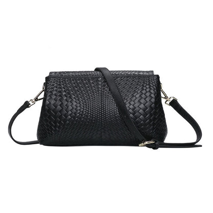 Leather Woven Crossbody Messenger Bag