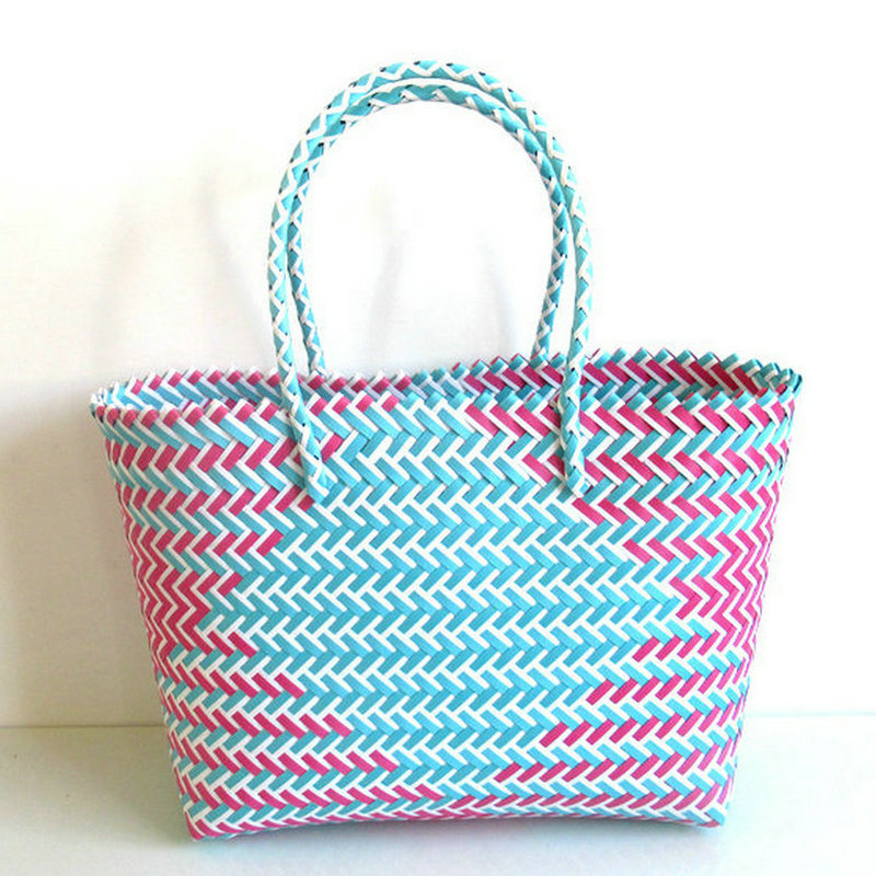 Striped Woven Beach Bag