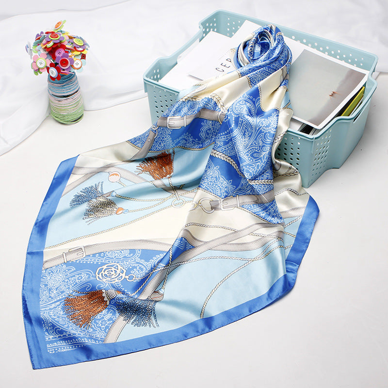 High-end Versatile Retro Printed Artificial Silk Scarf For Women