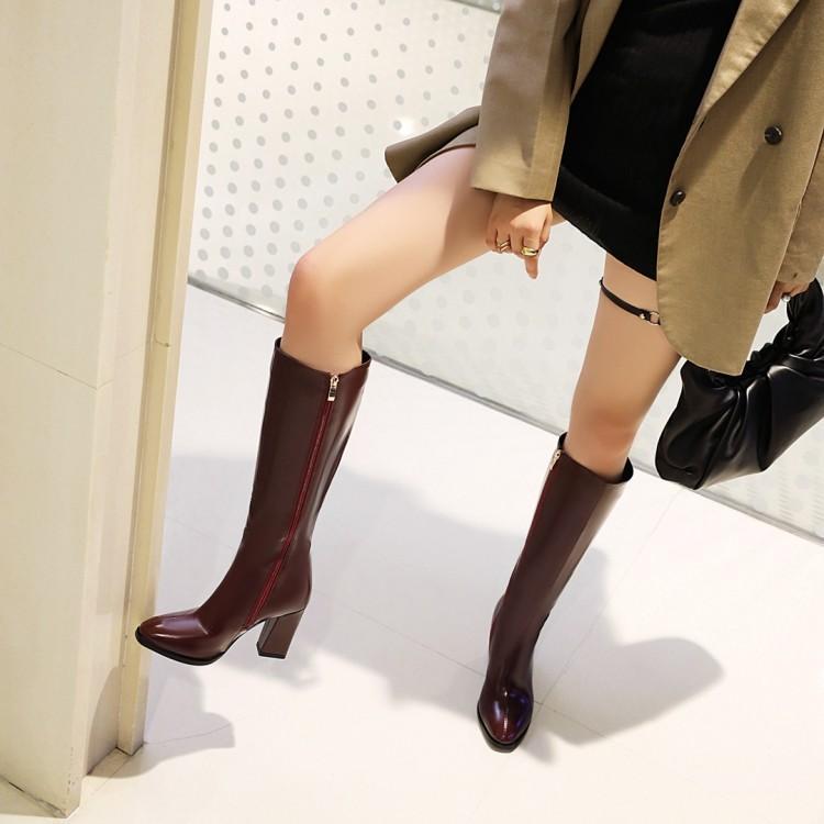 Square Head High Heel Long Boots