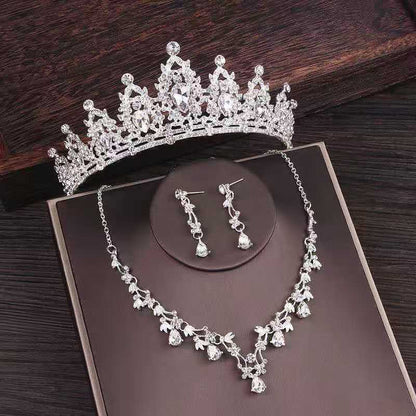 Bridal Rhinestone Crown Necklace Set